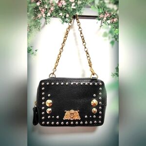 Juicy Couture Gold Studs Leather Mini Wristlet Bag
